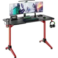 Vdd Bureau de jeu Thomas - table d'ordinateur - bureau d'ordinateur - noir rouge