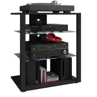VCM Meubles en bois Hifi | Étagère Multimédia pour armoire à rayonnages | 2 planchers en verre | Dimensions: H. 70 x W. 60 x D. 41 cm | Multimédia MediaÉtagère - Folas