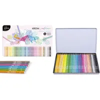 Derform Craies pastel triangulaires en boîte métal 36 couleurs Kidea
