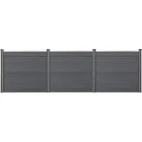 Neu.holz Clôture de jardin WPC Gris avec poteaux Clôture à lamelles brise-vue 165x466cm []