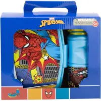 Stor Spiderman Set De 2 Bouteilles Et D'un Cuiseur À Sandwichs