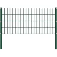 vidaXL Panneau de clôture avec poteaux en fer 1385 x 80 cm Vert