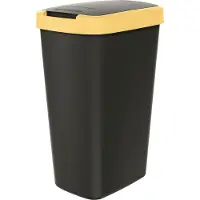Prosperplast Poubelle 45l avec couvercle KEDEN COMPACTA Q noir avec bord jaune clair