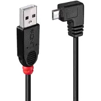 Lindy 0.5m USB 2.0 Cable - Type A to Micro-B Cable, 90 Degree Right Angle