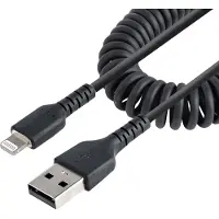 StarTech.com .com Lightning to USB A 50cm MFi Certified Black Spiral Cable for iPhone