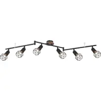 Globo Plafonnier Xara I 6 lumières noir avec bois