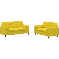 vidaXL Ensemble de canapés 2 pièces avec coussins Velours jaune