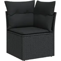 vidaXL Canapé d'angle de jardin avec coussins Noir Poly Rattan