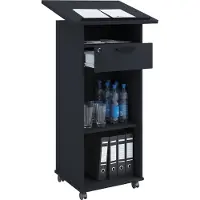 VCM Bureau du haut-parleur Wood Mobile | Dimensions env. H. 108 à 120 cm x L. 60 cm x D. 50 cm | Bureau debout avec rouleaux| Roulable avec tiroir | Table debout - Melta