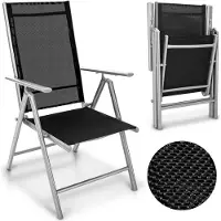 Tillvex chaise de jardin argent pliante en aluminium | chaise à haut dossier avec accoudoirs | chaise pliante réglable | chaise pliante balcon jardin terrasse