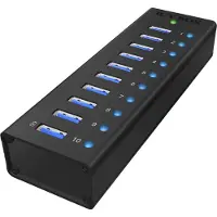 Raidsonic Icy Box Ib-ac6110 10-port Usb 3.0 Hub Adapter Noir