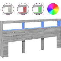 vidaXL Tête de lit LED avec étagère Gris Sonoma 220x17x102 cm