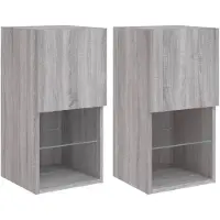 vidaXL Armoires TV avec lampes LED 2 pcs. Gris Sonoma 30,5x30x60 cm