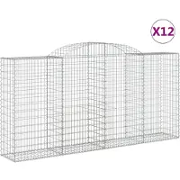 vidaXL Gabions avec arc surélevé 12 pcs 300x50x140/160cm Fer galvanisé