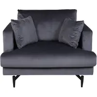Venture Home Sofia Fauteuil en velours, gris foncé.