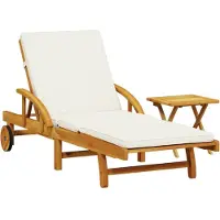 vidaXL Bain de soleil avec support et table en bois massif d'acacia
