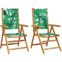 vidaXL Chaises de jardin 2 pcs. Motif de feuilles bois massif acacia & tissu