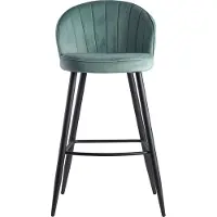 Wohnling Chaise de bar velours vert clair tabouret avec dossier 56x102,5x52,5 cm |