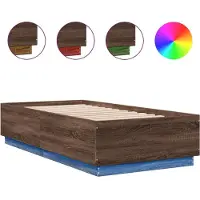 vidaXL Cadre de lit avec LED brun aspect chêne 75x190 cm Bois composite