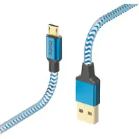 Hama Câble de charge "Reflective", USB-A - micro-USB, 1,5 m, nylon, bleu