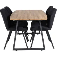 Ebuy24 IncaNABL ensemble table, table extensible longueur cm160 / 200 El boisReproduction et 4 Gemma chaises noir.