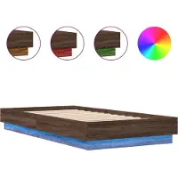 vidaXL Cadre de lit avec LED Chêne brun 75x190 cm