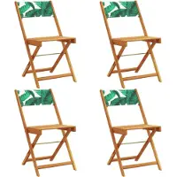 vidaXL Chaises de jardin 4 pcs. Pliable Vert Tissu et bois massif
