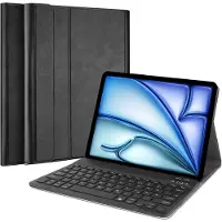 Cazy Housse pour Tablette avec Clavier compatible avec iPad Air 11 inch (M4 2026 / M3 2025 / M2 2024) - Étui Clavier Bluetooth QWERTZ - Noir
