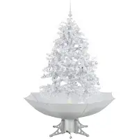 vidaXL Sapin de Noël à neige avec pied parasol blanc 140 cm
