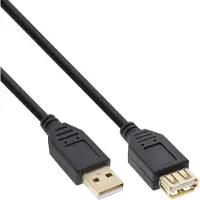 InLine 34611S Rallonge USB 2.0, prise/prise femelle, type A, noir, contacts or, 10m