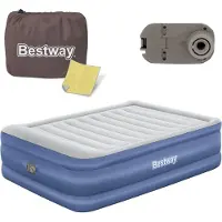 Bestway Matelas gonflable pour deux personnes avec pompe électrique 203 x 152 x 61 cm 67690