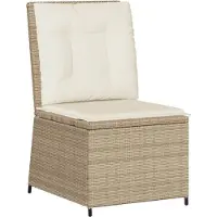 vidaXL Fauteuil de jardin avec fonction chaise longue et coussins Beige Poly Rattan