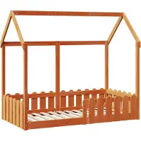 vidaXL Lit d'enfant Lit de maison brun cireux 80x160 cm Pin massif