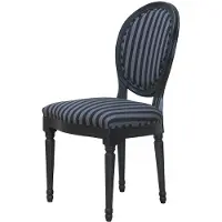 Ebuy24 Rokoko/Amaretta Chaise de salle à manger, noir antique, tissu noir rayé.