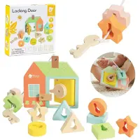 Classic World Blocs de filetage entrelacés en bois , clés et portes Montessori 11 pièces.