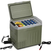 Klarstein PolarForce 40L Glacière - Glacière électrique à compression, LCD, -20°C à 20°C, roues tout-terrain, poignées doubles, protection de la batterie, vert, idéal pour camping, congélateur