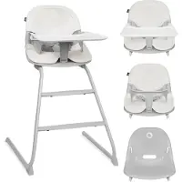 Lionelo Chaise haute et siège Dalia - 2 en 1 - De 6 mois à 60 kg - Plateau lavable au lave-vaisselle - Montage sans outil - Gris
