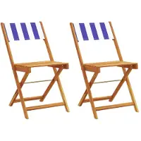 vidaXL Chaises de bistrot 2 pcs. Bleu et Blanc Bois Massif Acacia & Tissu