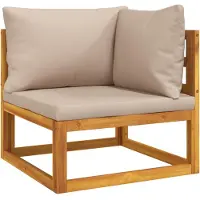 vidaXL Canapé d'angle modulaire avec coussins taupe en bois massif d'acacia