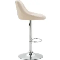 CLP Tabouret de bar LAZIO revêtu de similicuir | Tabouret de bar pivotant avec repose-pieds | Chaise de bar réglable en hauteur avec pied en trompette finition chrome crème