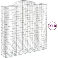 vidaXL Gabions avec arc surélevé 10pcs 200x50x200/220cm Fer galvanisé