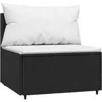 vidaXL Canapé de jardin central avec coussins noir Poly rotin