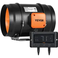 Vevor Ventilateur d'Extraction 200 mm Extracteur d'Air Conduit 1371 m³/h 68 W Régulateur Température Humidité Silencieux Moteur Électrique pour Refroidissement Tentes Croissance Cultures Hydroponiques