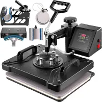 Vevor Presse à Chaud 6 en 1 Presse à Chaud 38x 30cm Machine de Sublimation Presse à Chaud Numérique Pivotant à 360 Degrés pour t-Shirts/Tasse/Chapeau/Assiette/Casquette