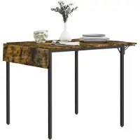 HOMCOM Table de salle à manger pliante table de cuisine extensible avec 2 rabats style industriel rectangulaire pour petit espace, table à abattant pour 2-4 personnes, marron rustique