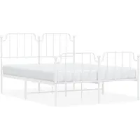 DKD Home Decor Cadre de lit avec tête et pied de lit en métal blanc 140x190 cm