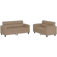 vidaXL Ensemble de canapés 2 pièces avec coussins Cappuccino-Brun Similicuir