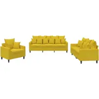 vidaXL Ensemble de canapés 3 pièces avec coussins Velours jaune