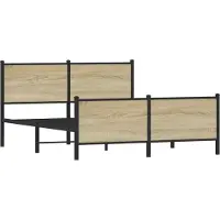 vidaXL Lit métallique sans matelas Chêne Sonoma 160x200 cm