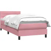 vidaXL Lit boxspring avec matelas rose 80x220 cm velours